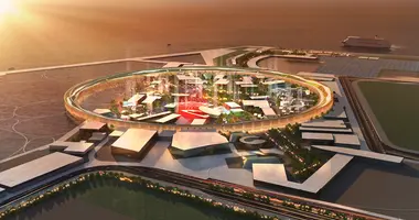 Yumeshima artificial island by night, the site of Expo 2025 Osaka